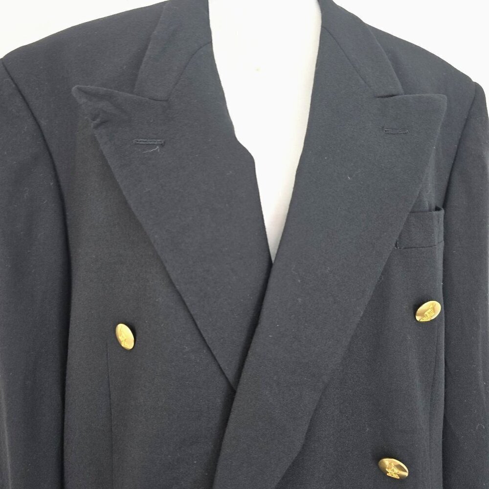Austin ReedJacobsons Double Breasted Gold Button Wool Black Blazer Men Size 40R - Picture 7 of 12